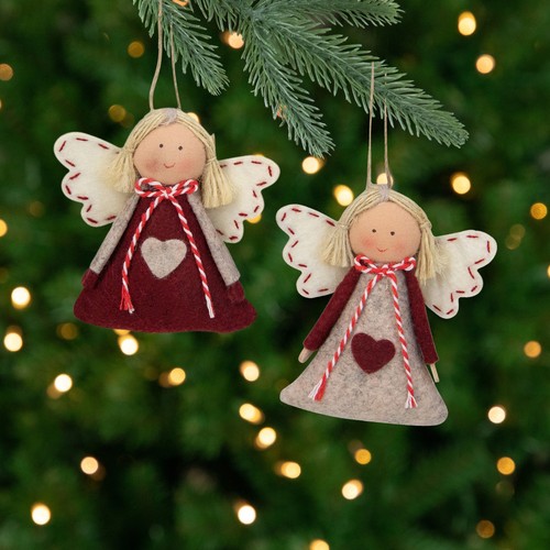 Northlight Set of 2 Gray and Red Angel Christmas Ornaments 3.5 ...