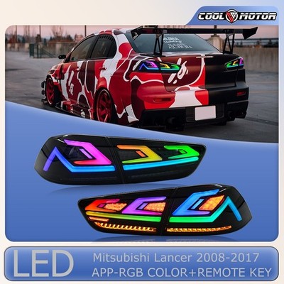 Pair Smoked LED Tail Lights For Mitsubishi Lancer 2008-2017 Sequential Rear Lamp