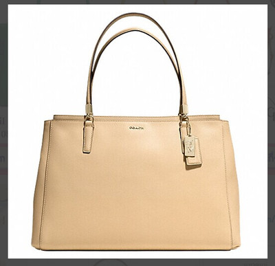 NWT Coach MADISON SAFFIANO LARGE CHRISTIE CARRYALL COACH 29430 Tan