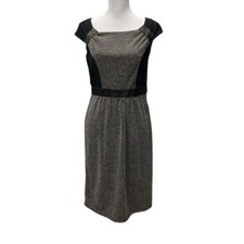 Signature by Sangria Women's Dress Sz 8 Black Gray Career Cap sleeve Tweed Fall