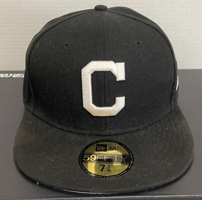 NEW ERA 5950 FITTED CLEVELAND GUARDIANS INDIANS BLACK GREY BRIM 7