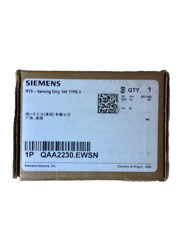 Siemens QAA22SS.EWSN Room Temperature Sensor - White, 0-10V / 4-20mA Selectable Output For HVAC