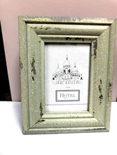 NWOT Hotel Brand 4"x6" Photo Frame Distressed Lgt Green & Cream Color