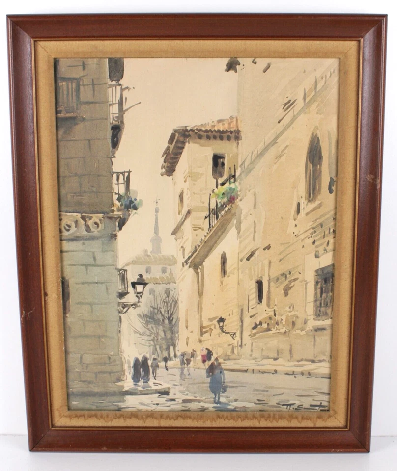 Antigua acuarela casco antiguo España de Ricardo Sacristán Arrieta Foto 2 de 4