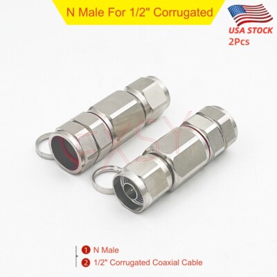 2Pcs N Male Connector Clamp For 1/2'' Corrugated Coaxial Cable ANDREW LDF4-50A
