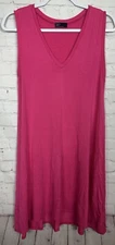 GAP SLEEVELESS TANK SWING DRESS pink knit viscose rayon sz M GUC