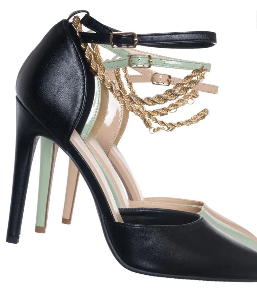 Zapatos de vestir Zabel con correa al tobillo de eslabón de cadena D'Orsay, negros talla 8 Foto 2 de 4