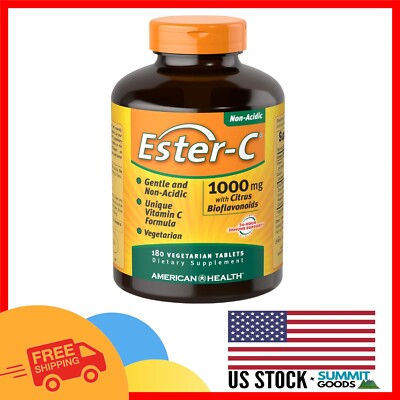 Citrus Flavored Ester-C 1000 mg Tablets - 180 Veg Pills for Antioxidant Defense