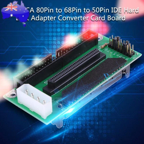 SCSI SCA 80Pin to 68Pin to 50Pin IDE Hard Disk Adapter Converter Card Board