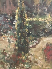 Gouache Painting Landscape Garden Tree Flower Impressionist Impressionism 1920