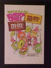RARE OLD ~ MARS CANDIES M & M's MILK CHOCOLATE CANDY PRINT AD~ ORIG VINTAGE 1986