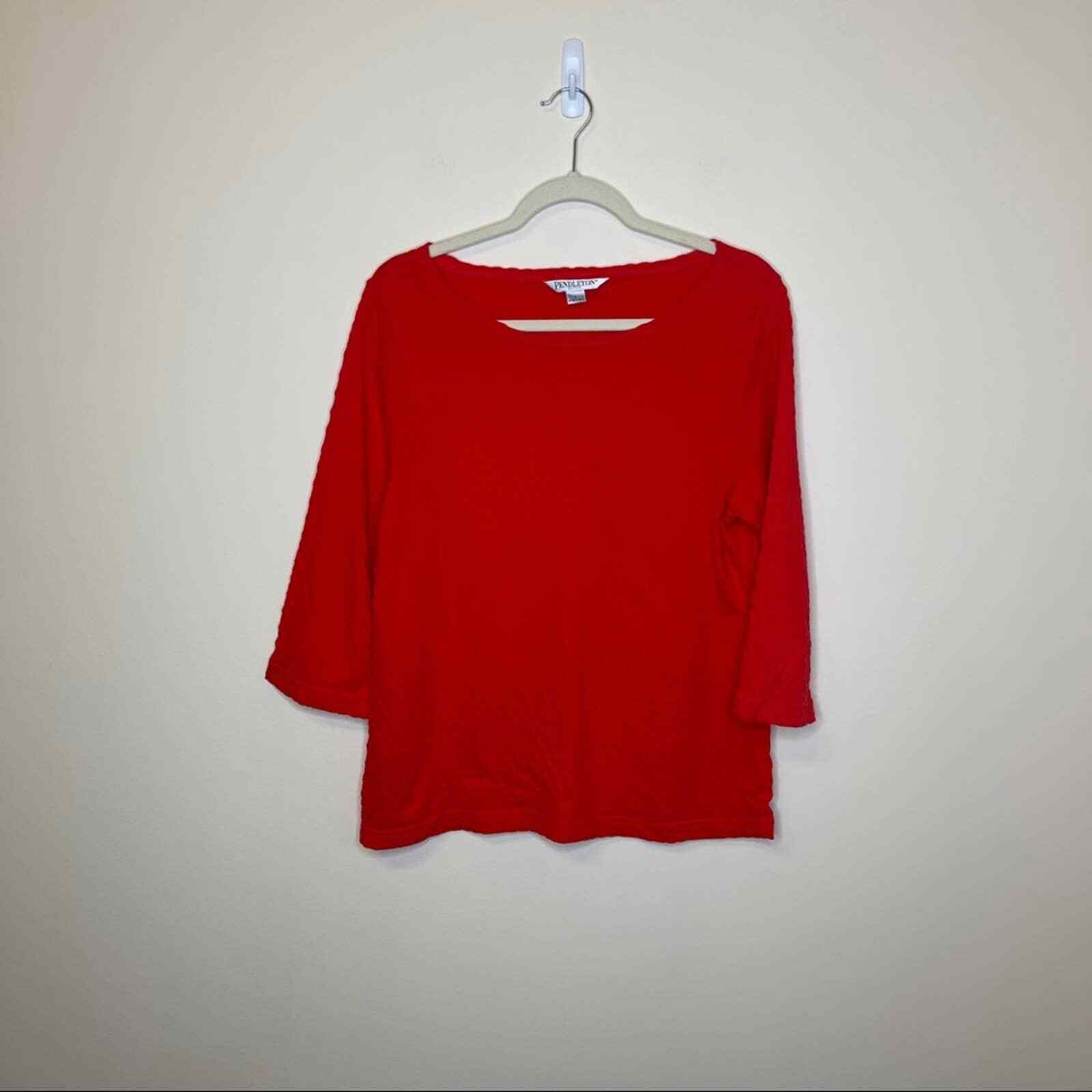 Pendleton Red Sleeved Embossed Blouse - image 1