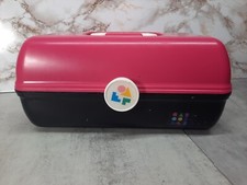Vintage Caboodle 5626 Pink  Black Makeup Plastic Travel Case w/ Tray  Mirror