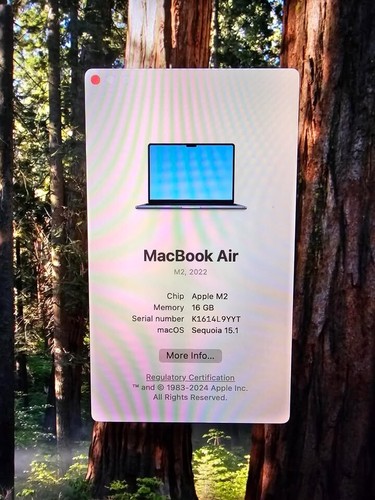 Apple 2022 MacBook Air M2 13.6" (8-Core GPU) 16GB RAM 512GB SSD AC+ - Very good