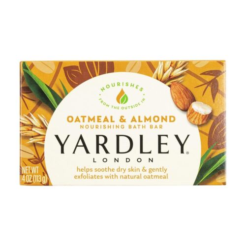 Yardley London Oatmeal & Almond Bath Soap Bar 4.0 oz – Soothes Dry Skin & Gently