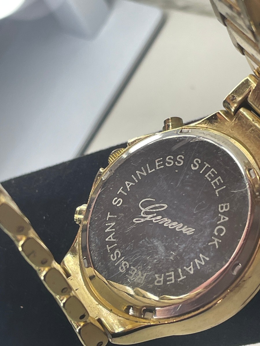 Geneva Gold Tone Dial Crystal Accent Round Case Stainless  display picture 1