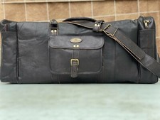 Leather Travel Men Duffel Luggage Gym Weekend Overnight Black (Cross-Body) Bag