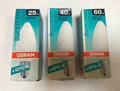 OSRAM SUPERLUX KRYPTON Glühlampe Kerze 230V E14 25W/40W/60W Kerzenlampe opal 