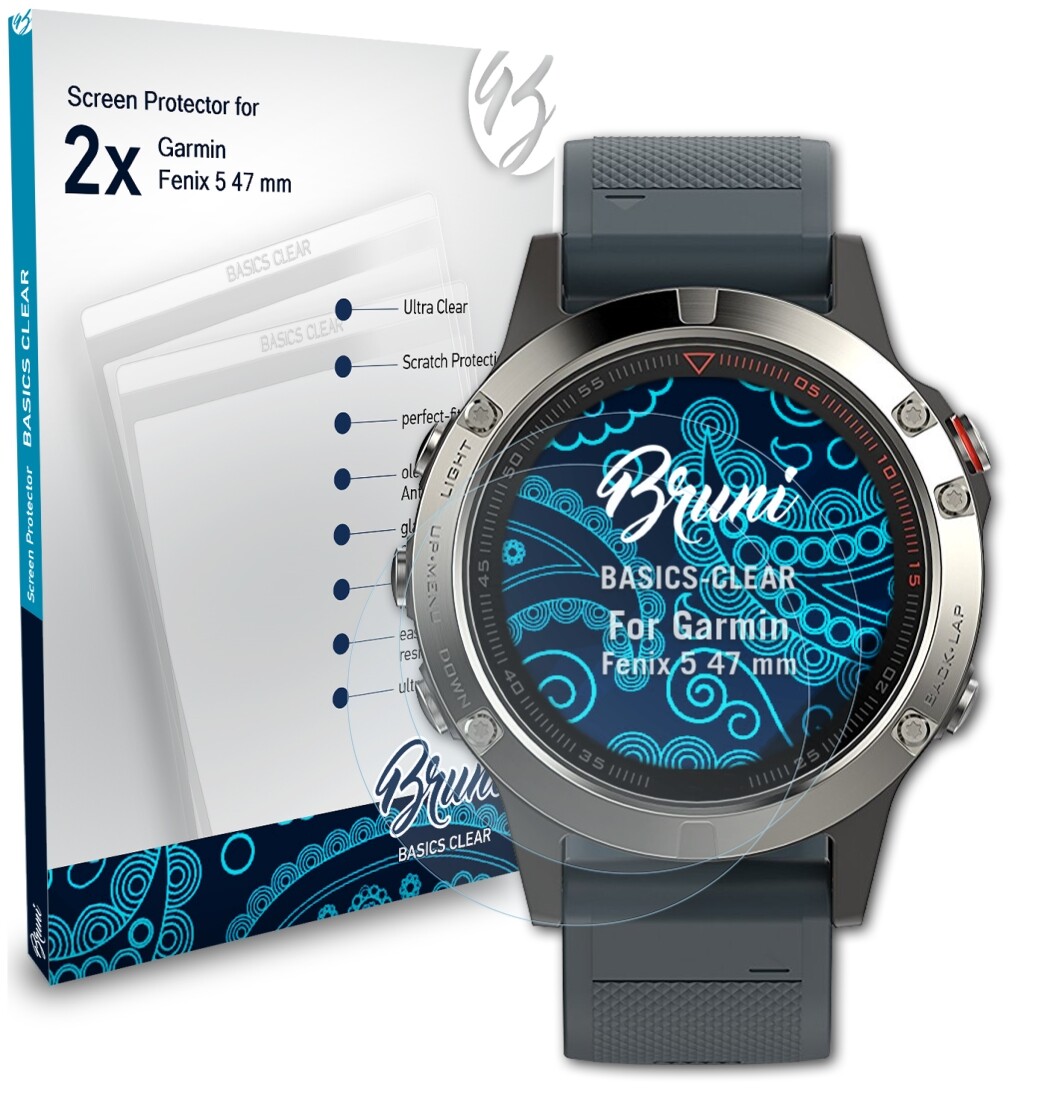 Bruni 2x Proteggi Schermo per Garmin Fenix 47 mm Pellicola