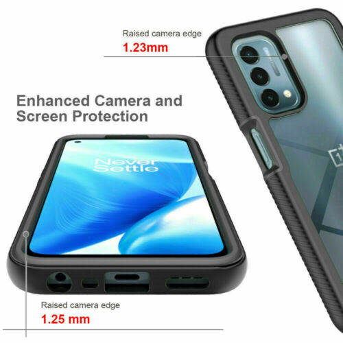 For OnePlus Nord N200 5G Shockproof Rubber Case Hybrid Armor Clear PC Back Cover - Picture 4 of 18