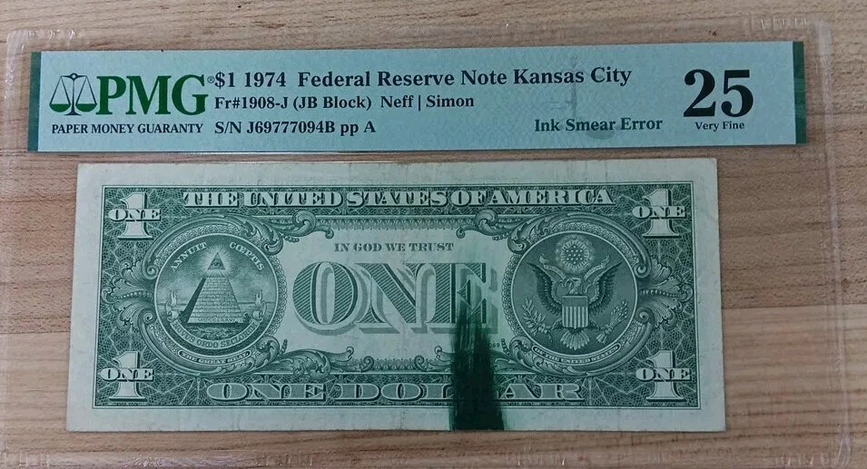 Ink Smear Error Graded Pmg $1 - Image 2 of 3