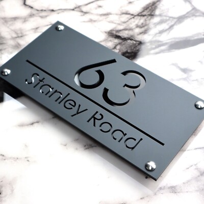 Grau Schild Hausnummern Lasercut Anthrazit Individuell Hausnummern Adressschild