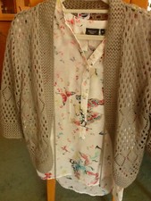 KNITT Exkl. Strickjacke Bolero silbergrau  M 38/40 Damenjacke Lochmuster