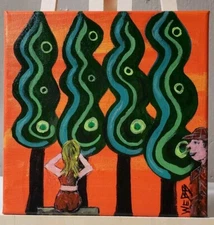 Signed Original Outsider Punk Art Folk Painting WEBB 8x8