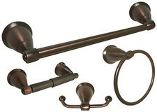 Oil Rubbed Bronze Bath Boom Hardware Accessories 4PC 24" Towel Bar Ring Holder