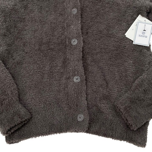 Susina Kunstfell Plüsch Fleece Teddy Kragen Cardigan Pullover grau Kätzchen Small - Bild 4 von 10
