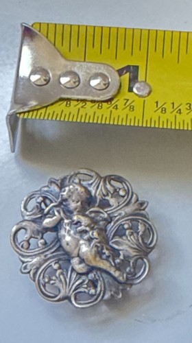 Victorian Cherub Belt Buckle Half Ornate Angel Scroll Metal Fastener Antique Jew - Picture 2 of 11