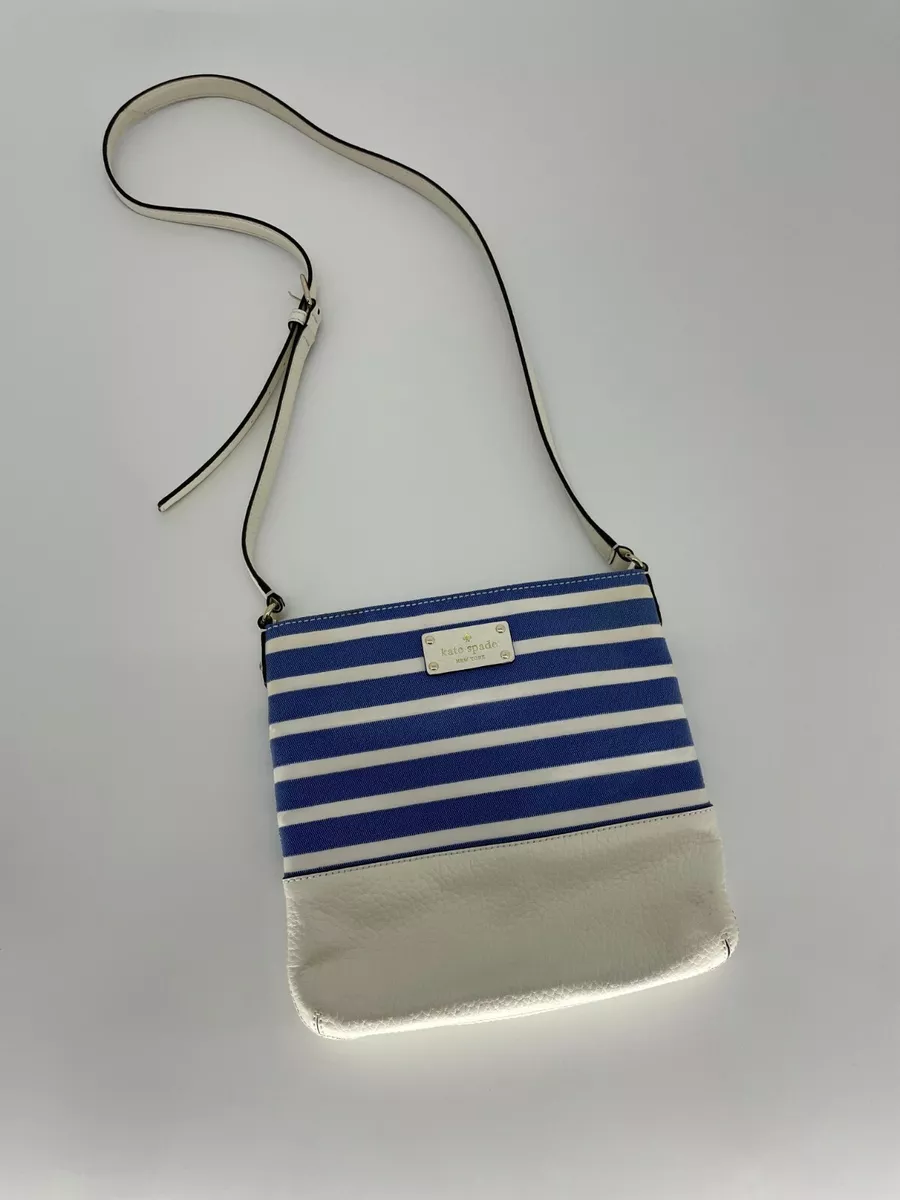 Navy and white striped purse sale
