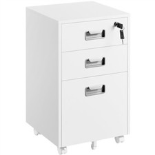 Cassettiera da Scrivania con Serratura con 3 Cassetti Salvaspazio Bianco