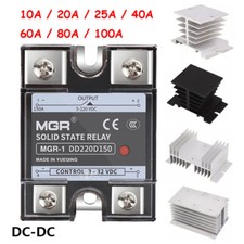 10A 20A -100A Solid State Relay Module SSR DC-DC 3-32V DC to 5-220V DC Heat Sink