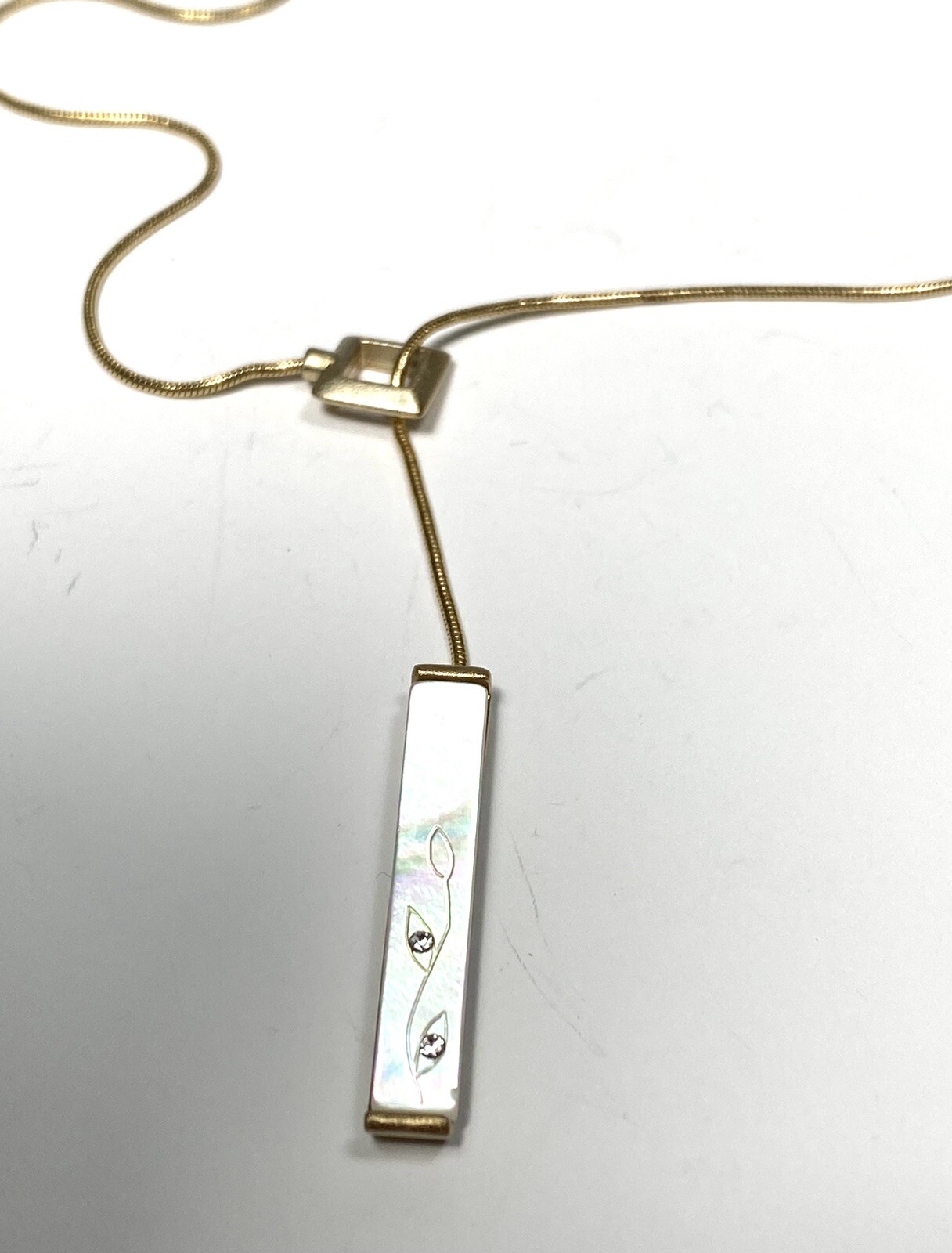 MONET Necklace Rectangular Pearlescent Center  Rh… - image 1