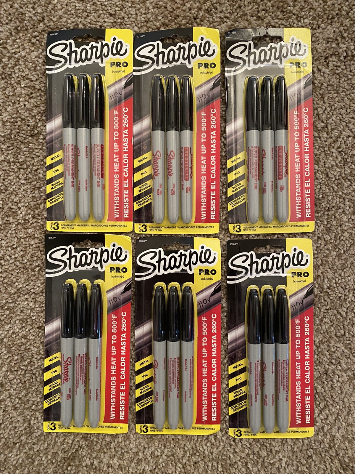 LOT OF 18 Sharpie PRO Black FINE TIP PERMANENT MARKER High Heat 500&deg; Non-Toxic