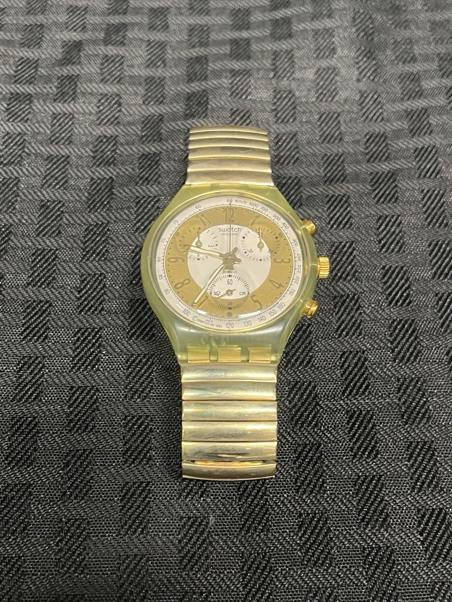Vintage Swatch Flex Golden Globe SCG101 Chrono Watch | eBay