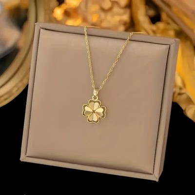 Damen Halskette Kleeblatt Zirkon Anhänger Damenschmuck Kette Gold Geschenk
