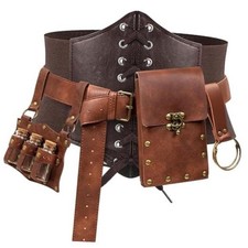 5PCS Corset Renaissance Belt Medieval Renaissance L-Waist/32"-43" Vials-brown