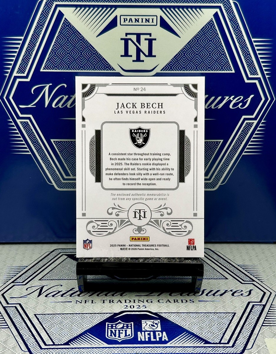 2025 National Treasures Jack Bech Holo Silver Rookie Dual-Patch RC