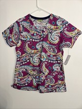 Vera Bradley 3 Pocket Multi-colored Scrub Top Women  s Small NWT