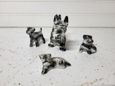 Vintage Scottie Terrier Dog Black White Figurines Set Of 4 Japan