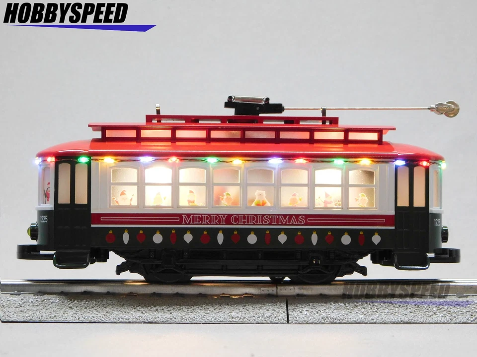 MTH RAILKING CHRISTMAS BUMP-N-GO TROLLEY W/ LEDS O GAUGE street car 30-5254 NEW - Image 3 of 4