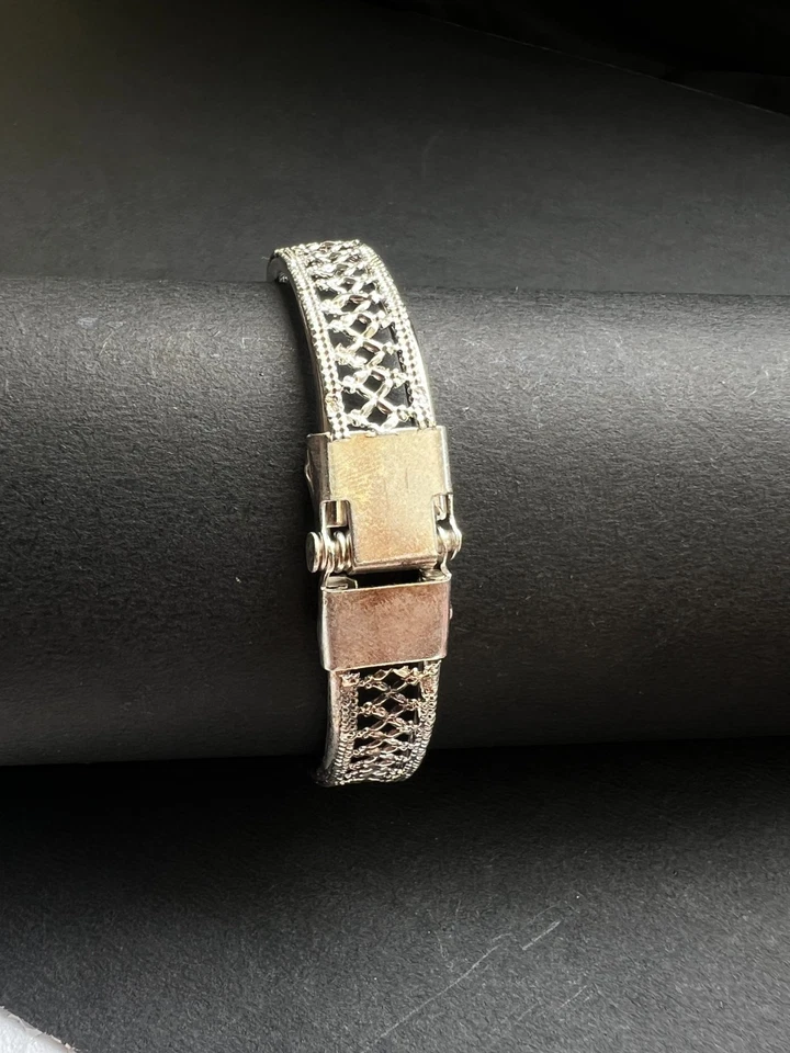 Brazalete de diamantes de imitación enchapado en plata cristal brillante joyería de fiesta para mujer Foto 4 de 4