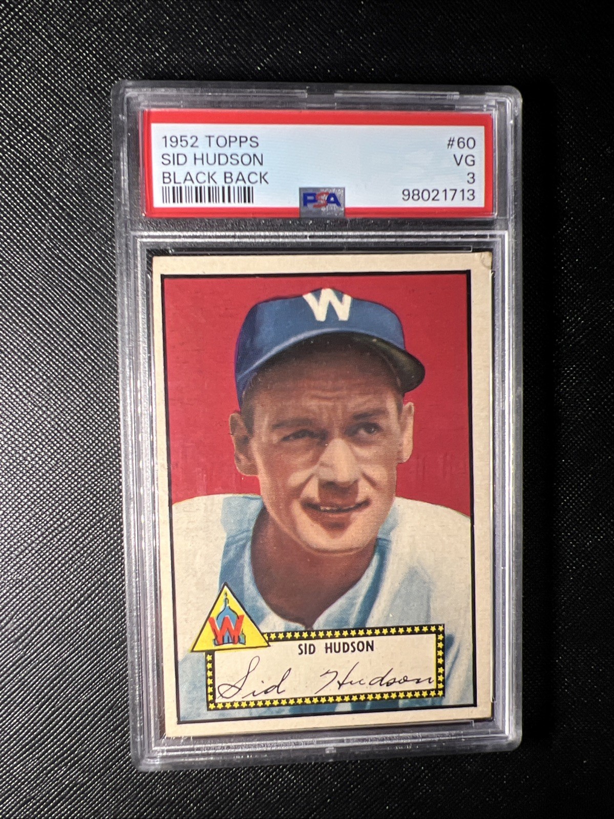1952 Topps #60 Sid Hudson Black Back PSA 3 Washington Senators