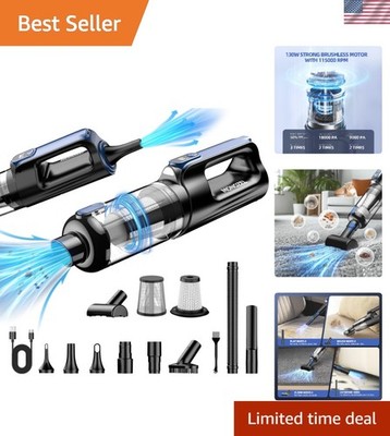 Dual-Function 2-in-1 Handheld Vacuum & Air Duster with LED Light for Home & Car