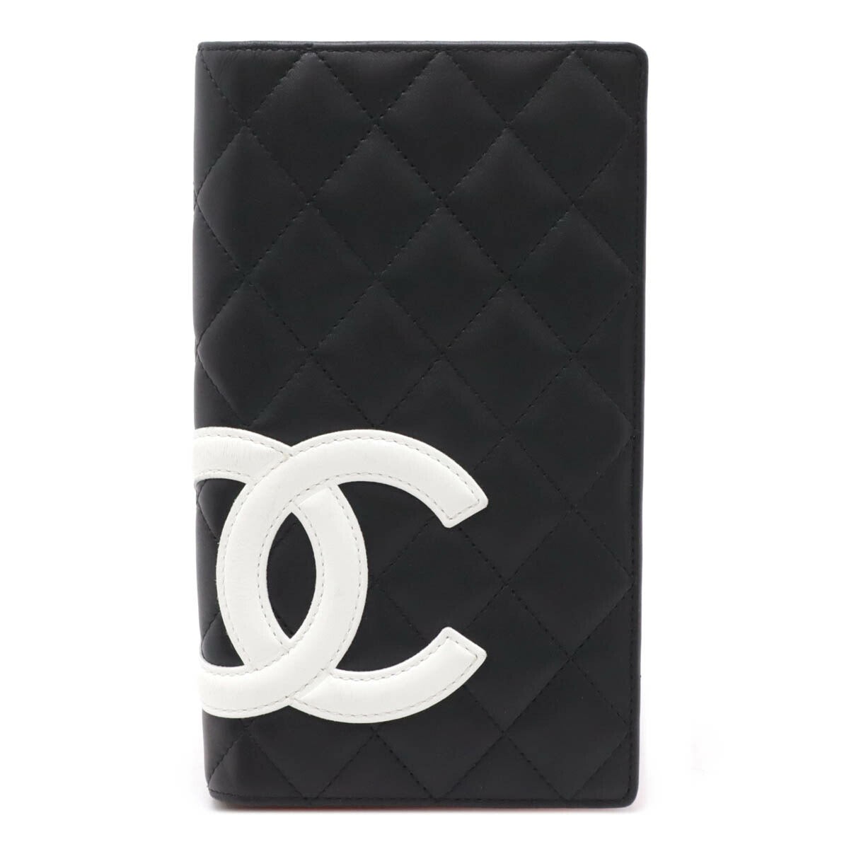 Chanel Cambon Line Black Leather Bifold Wallet for Women One Size
