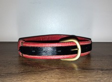 Womens 1970s Mont Blanc Red Leather  Black Fur Belt   Made in France