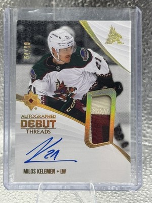 2023-24 UPPER DECK ULTIMATE COLLECTION DEBUT THREADS MILOS KELEMEN RC /99