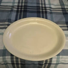 Oven Serve Oval Ceramic Platter Floral Pattern Cream Green Pink Blue USA